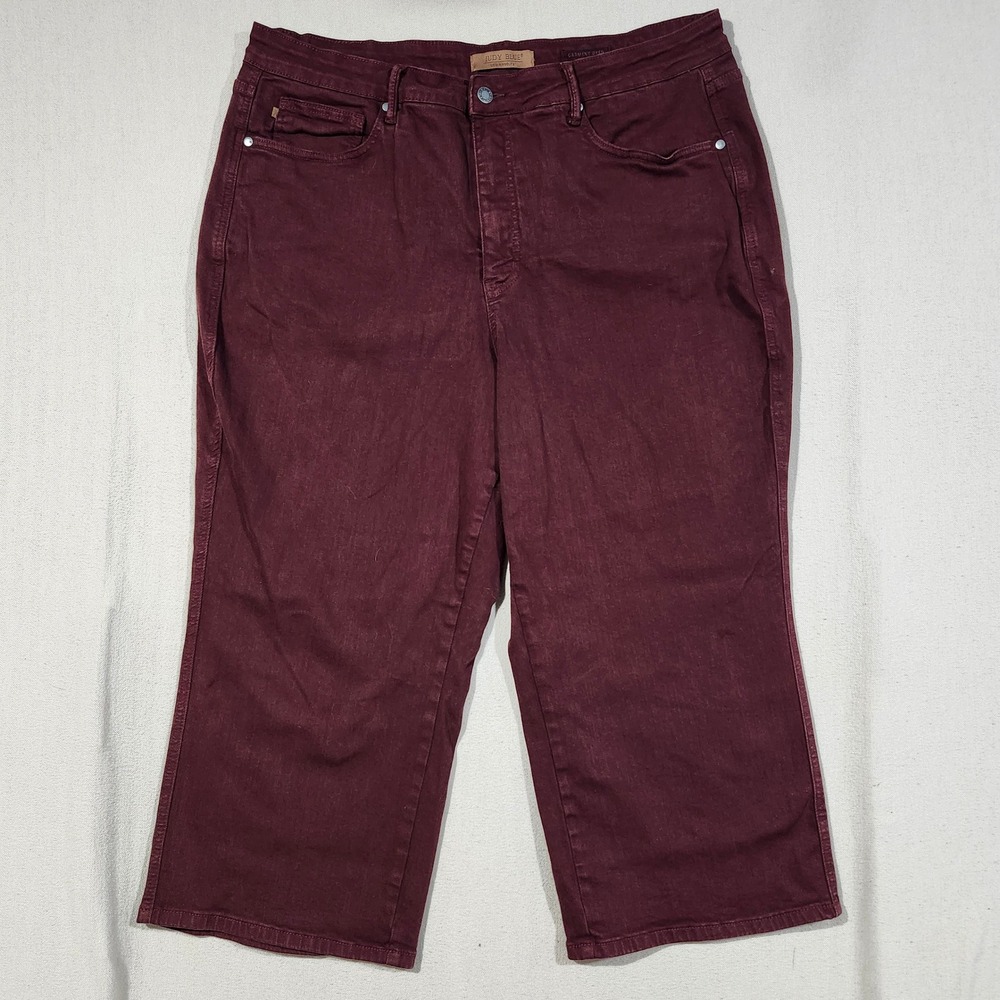 Judy Blue Burgundy Garment Dyed Wide Leg Crop Jean 22W JB88752 High Rise Stretch
